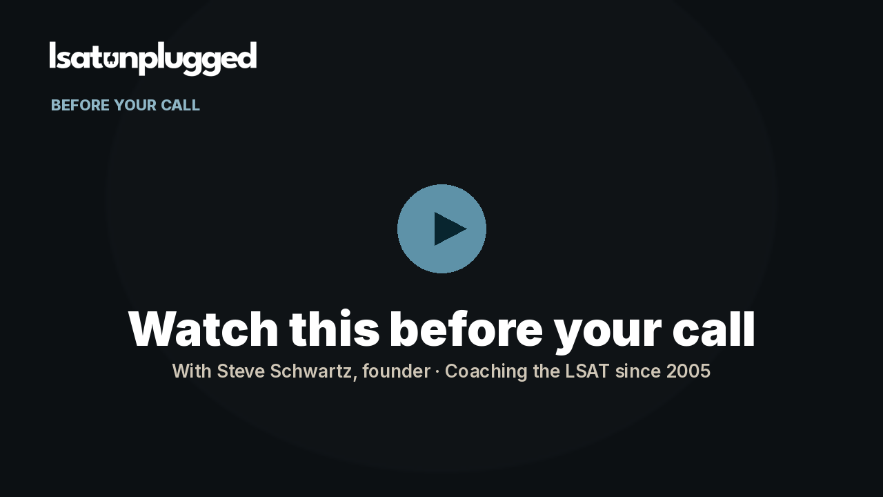 Watch this before you book. Video with Steve Schwartz, founder, coaching the LSAT since 2005.
