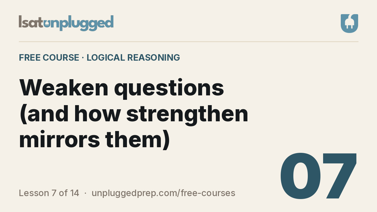 Video lesson 7: Weaken questions (and how strengthen mirrors them)