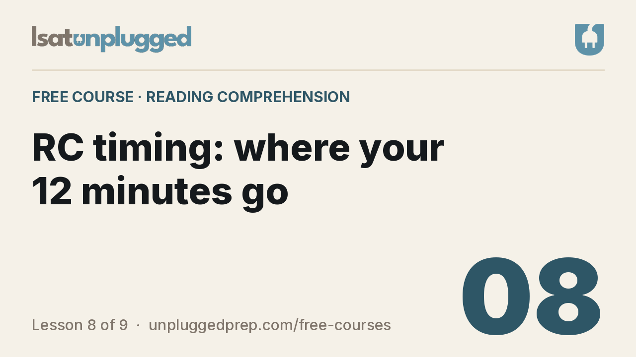 Video lesson 8: RC timing: where your 12 minutes go